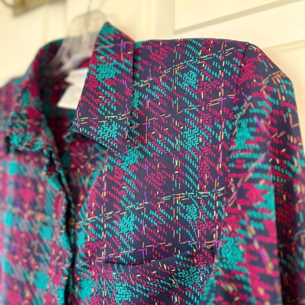 Vintage Purple & Teal Plaid Button-Down Shirt - Picture 5 of 16